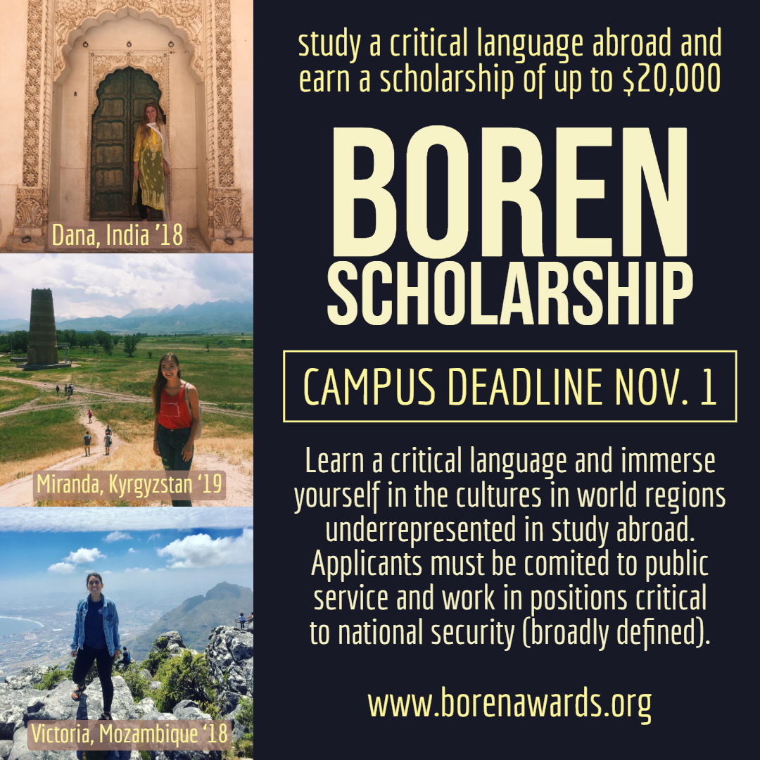 Boren Scholarship to Study Language Abroad