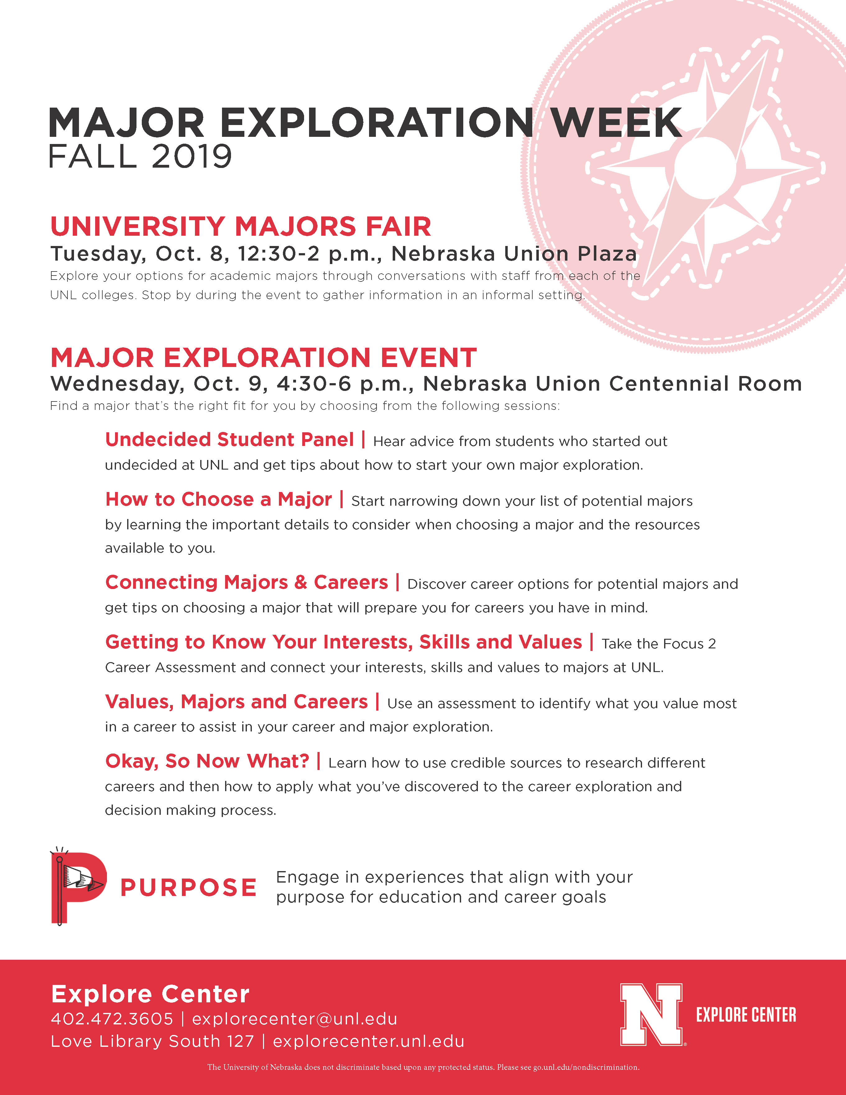 Fall 2019 Major Exploration Week | Announce | University of Nebraska