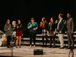 The Jazz Singers at their spring concert in Kimball Hall.