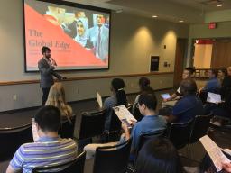 Global Initiatives Specialist Raghav Kidambi hosted the first of three workshops for international student career success, "The Global Edge", on September 19th.