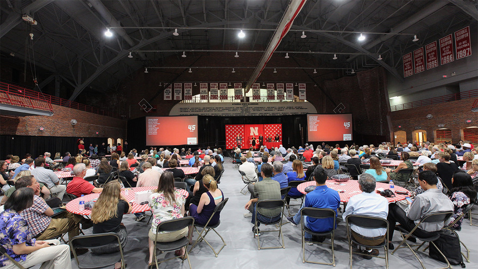 Nearly 30 SNR faculty and staff received service awards during a ceremony Sept. 18, 2019. | Scott Schrage, University Communication 