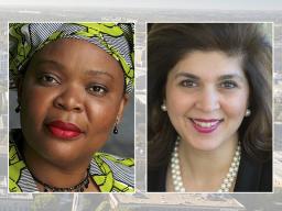 Nadia Murad (left), Leymah Gbowee (center) and Farah Pandith are the speakers for the 2019-20 E.N. Thompson Forum on World Issues series.