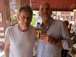Composer Philip Glass with Paul Barnes and his new CD, "Annunciation" in New York. Courtesy photo.