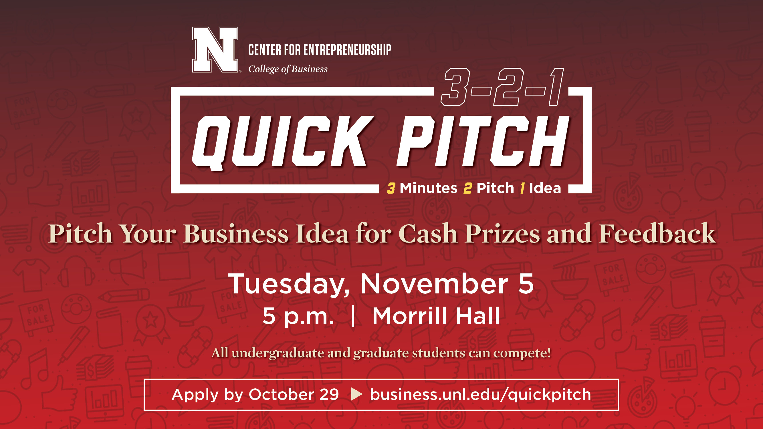 Apply now to compete in 3-2-1 Quick Pitch!