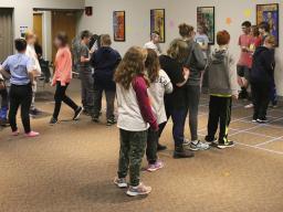 A game activity at the 2019 Teen Council Lock-In.