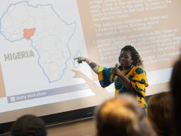 This fall, Nongo-Okojokwu is teaching journalism students about media issues in her home country of Nigeria.