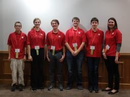 National Horticulture Contest Participants.  From left to right Josiah Ketelsen, St. Edward (4-H team); Grace Cruise, Fremont (4-H team); Erik Henry, Omaha (Honors Division individual); Sawyer Kappel, Clarkson (4-H team); Jeffrey Lohse, Beatrice (4-H team