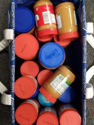 Peanut Butter collected for BackPack program.