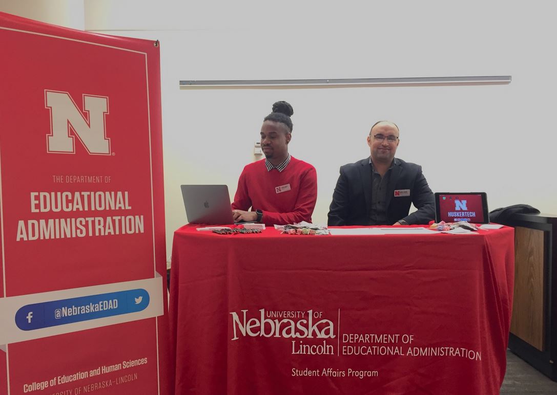 Graduate Assistant’s Chord Sheriffe and Nawaf Haskan CSAM Booth 2019 at the Nebraska Union 