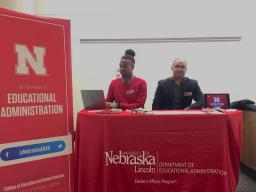 Graduate Assistant’s Chord Sheriffe and Nawaf Haskan CSAM Booth 2019 at the Nebraska Union 