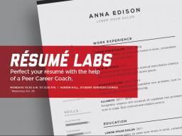CASNR Career Services is hosting résumés labs for students.