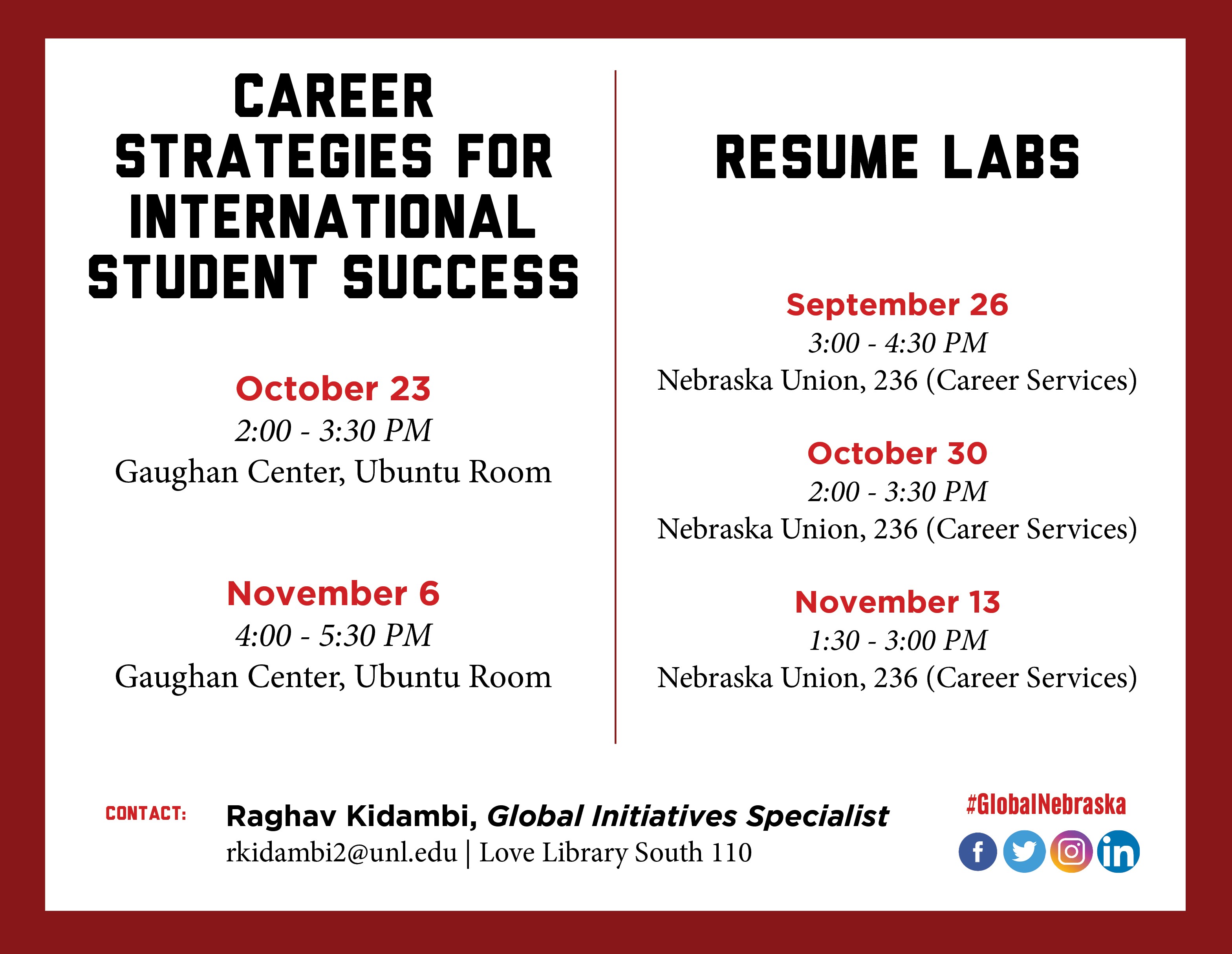 Calling International Students Upcoming Career Strategies Event And Resume Lab Announce University Of Nebraska Lincoln