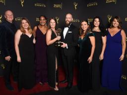 Justice (far left) and his team at the Emmy awards.