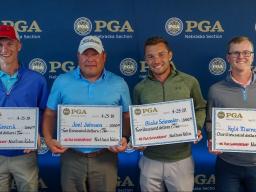 Recipients of the Nebraska Section of the PGA Scholarships from left to right are Eric Kovarik, Joel Johnson, Blake Schroeder, and Kyle Murray
