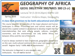 GEOG 380: Geography of Africa