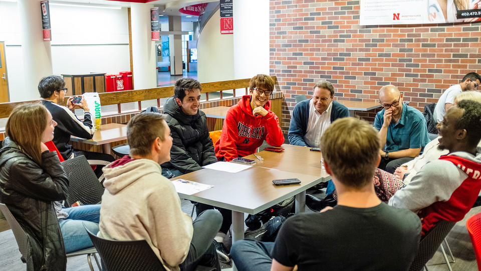 Students meet Nov. 18 during one of the twice-weekly Coffee Talks at the University of Nebraska–Lincoln's Nebraska Union.