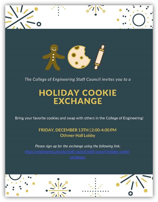 Holiday Cookie Exchange is Friday, Dec.. 13.