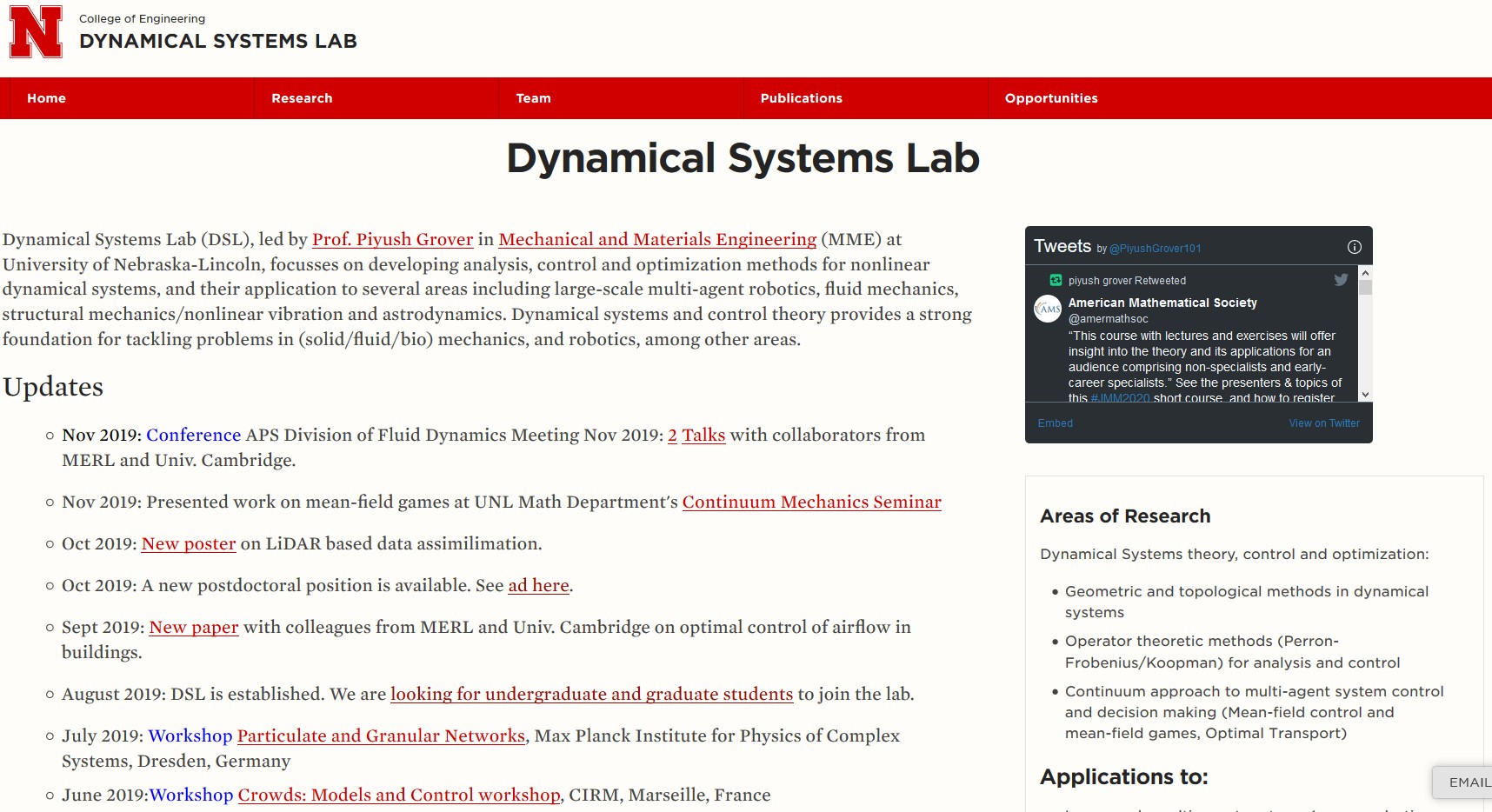 Dynamical Systems Lab in the Mechanical and Materials Engineering