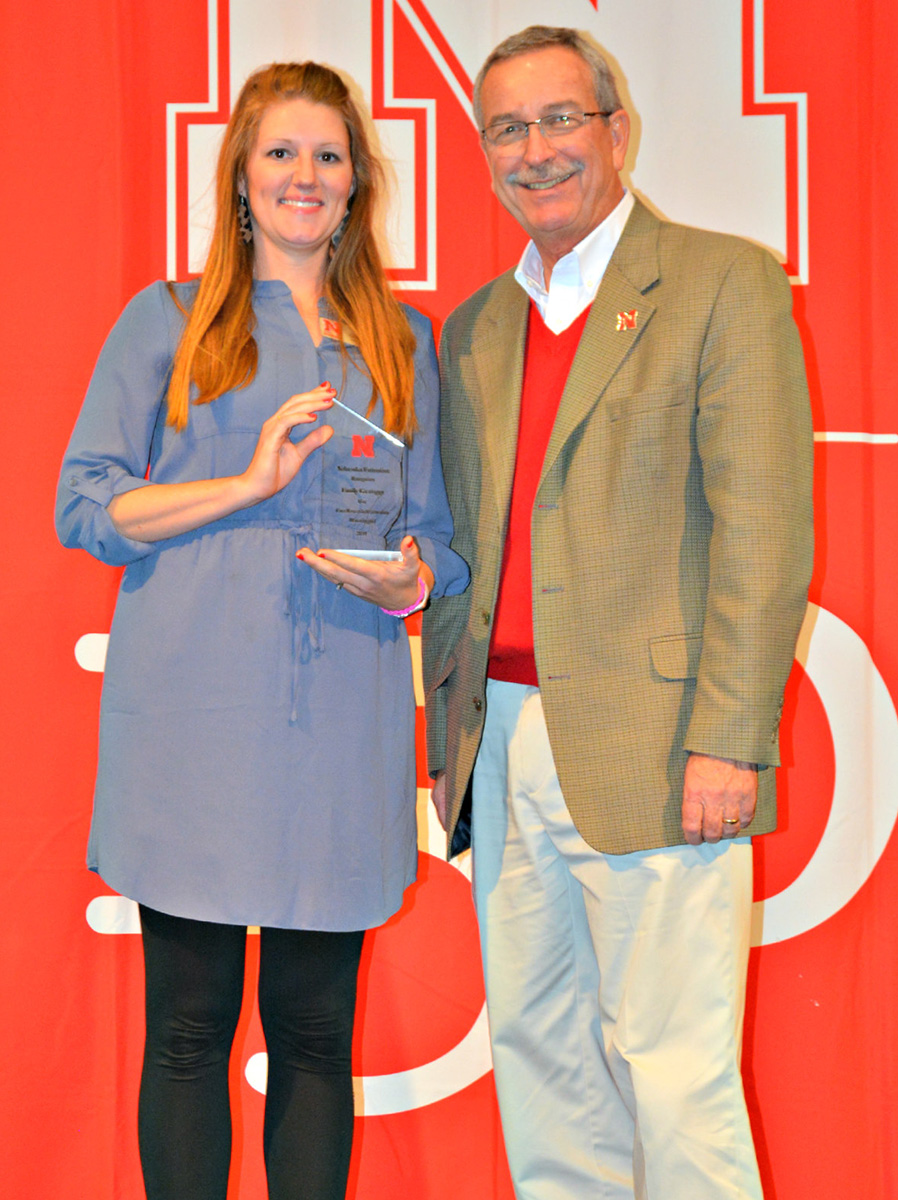 Extension Educator Emily Gratopp (left) and Nebraska Extension Dean and Director Chuck Hibberd (right).