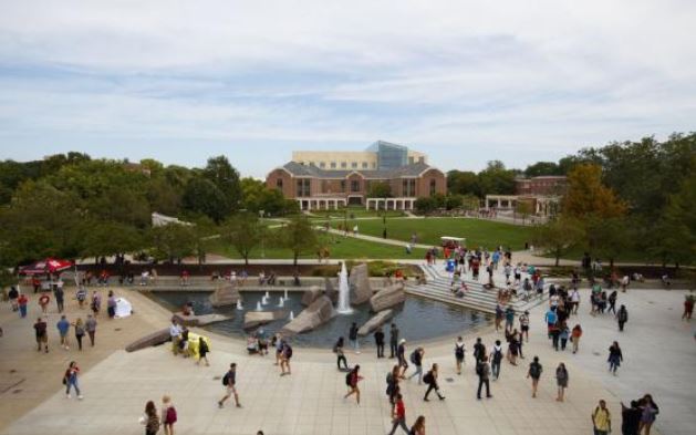 Students walking on campus