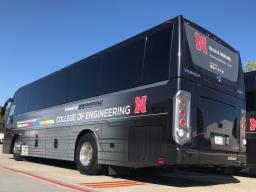 N-E Ride shuttle buses carry students, faculty and staff between Lincoln and Omaha.