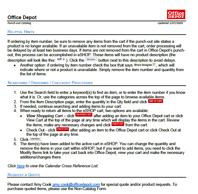 Example of Office Depot ordering guide
