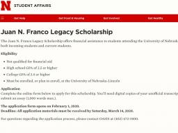 Juan N. Franco Legacy Scholarship 