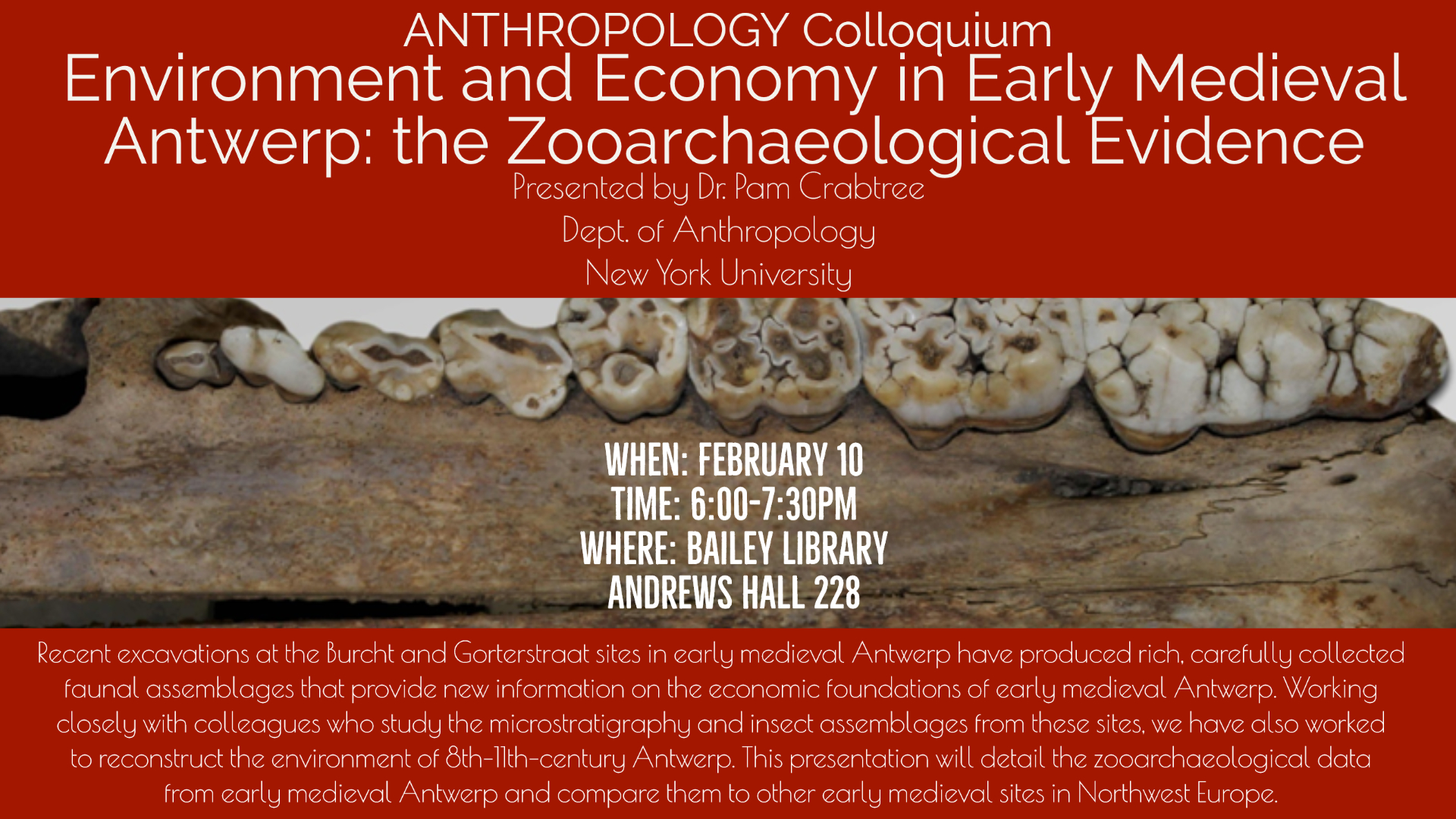 Anthorpology Colloquium: Dr. Pam Crabtree