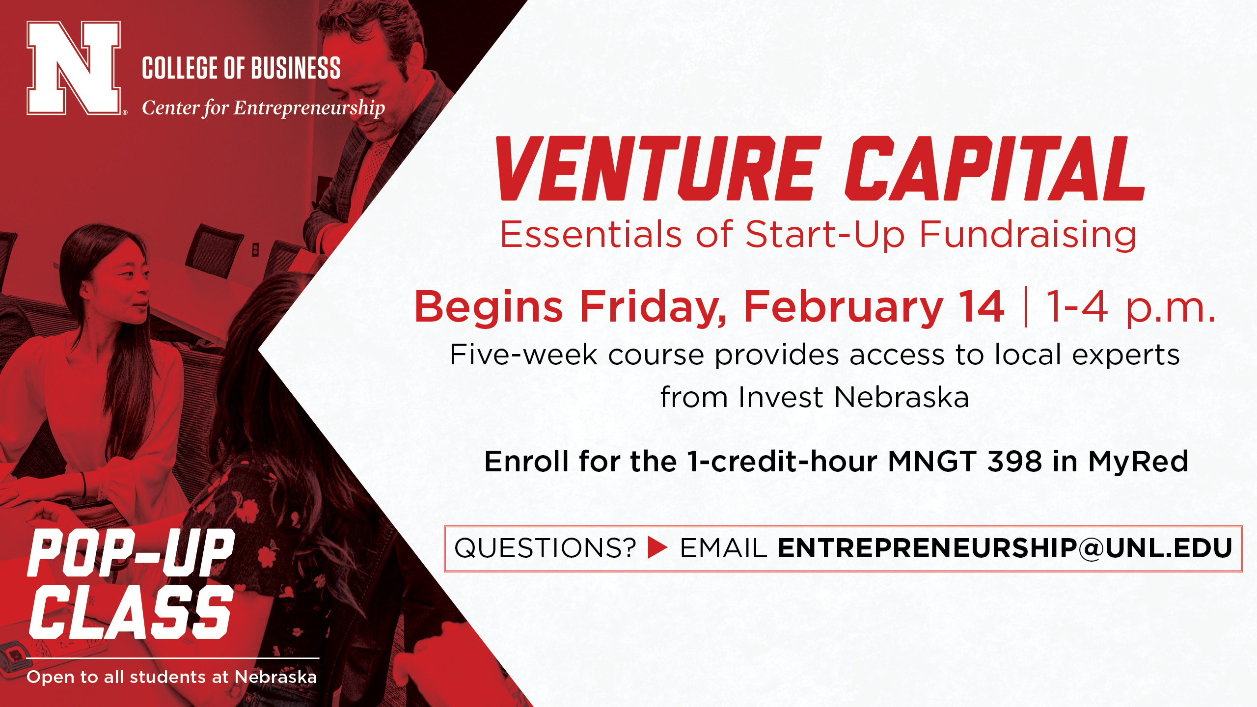 Enroll in the pop-up class to explore start-up fundraising.
