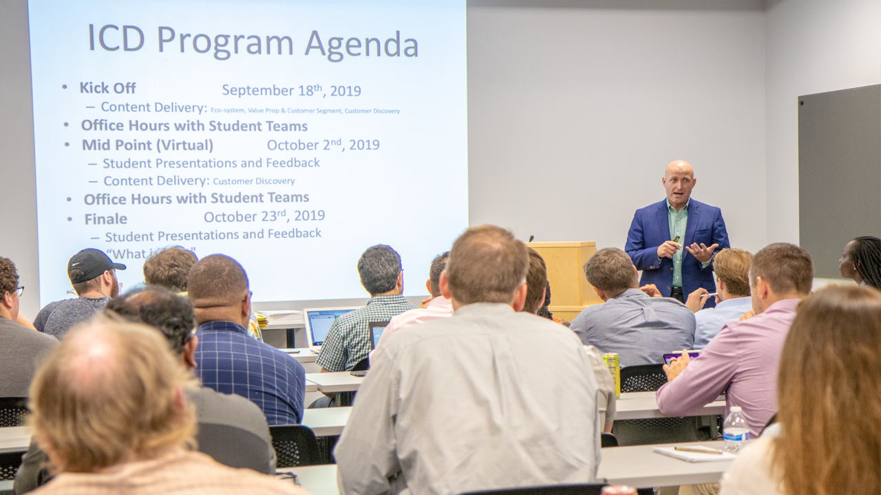 Campus participants attend the first session of the fall semester 'Intro to Customer Discovery' program. The spring program begins March 4.