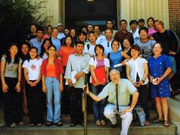PIESL lecturers and staff pose with some of the summer program students in 2001.
