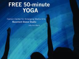 Assistant Professor of Practice Ann Marie Pollard is offering free 50-minute weekly yoga sessions this spring for students and faculty/staff in the college at the Johnny Carson Center for Emerging Media Arts.