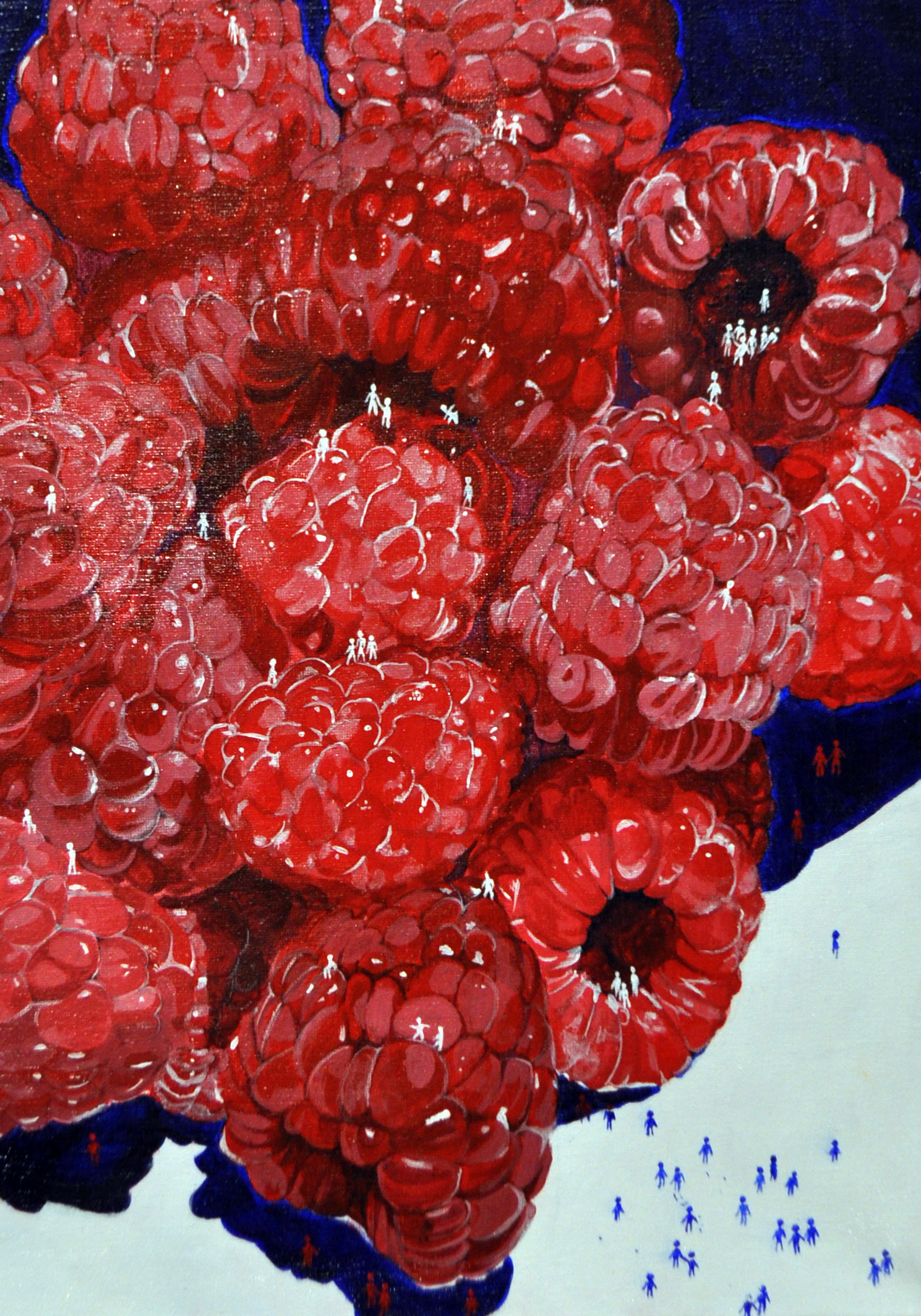 Jingming Yu, "A Bowl of Raspberries" (detail), 2019