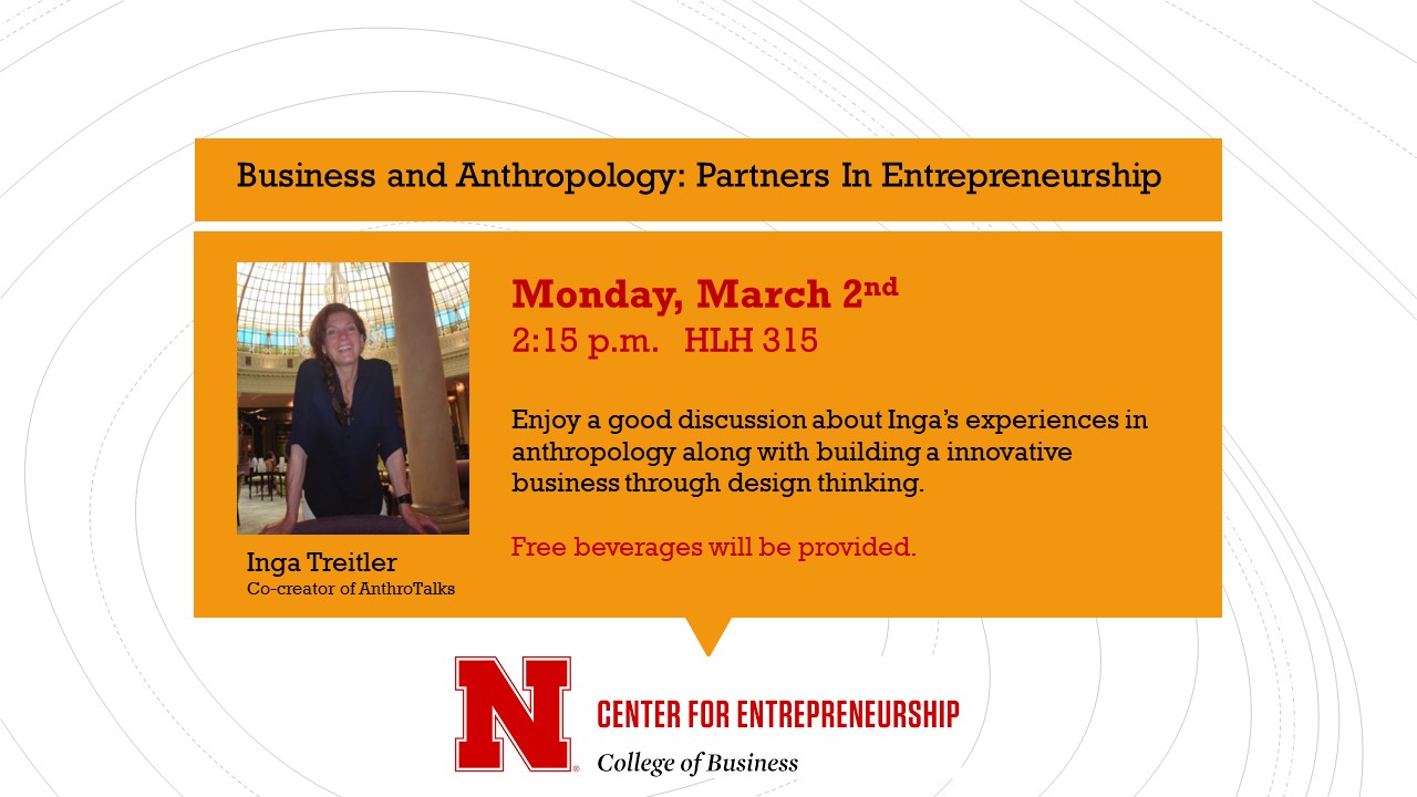 Inga Treitler joins the Center for Entrepreneurship for a discussion Monday, March 2.