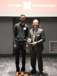 Chris Bourke accepting his award at yesterday's CAS Honors ceremony.