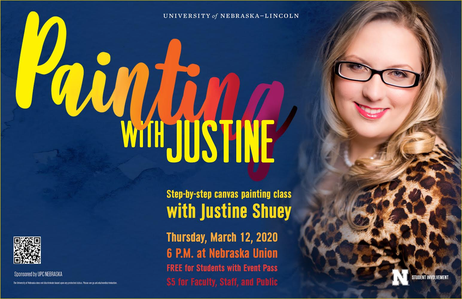 Come hang out, relax and paint with Justine on March 12, 2020 in the Union Ballroom.