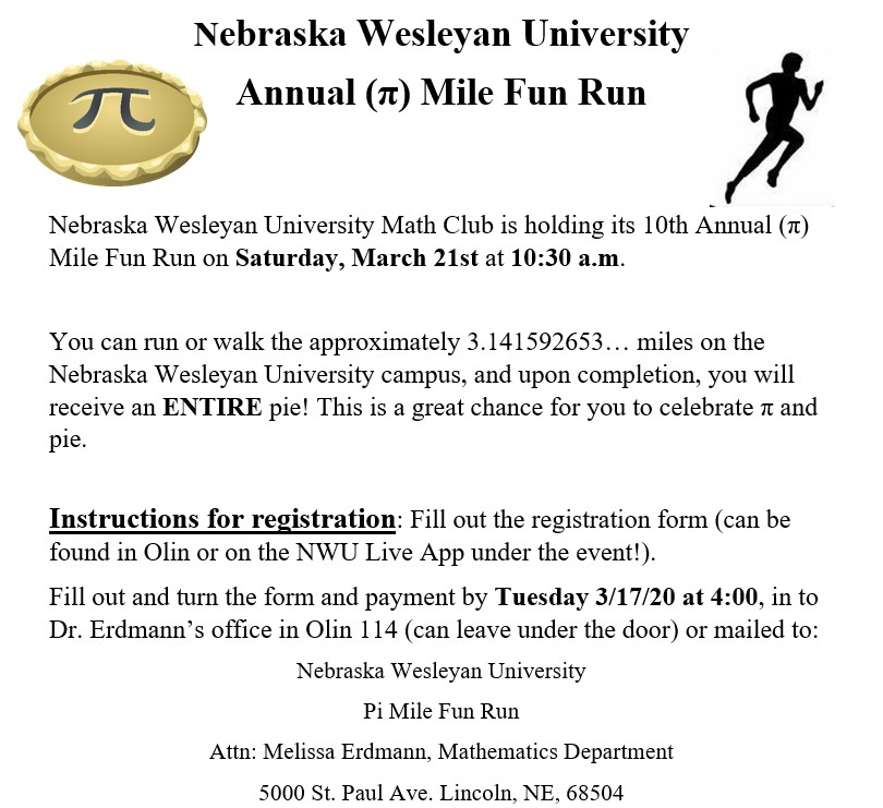 Nebraska Wesleyan University's Annual Pi Mile Fun Run