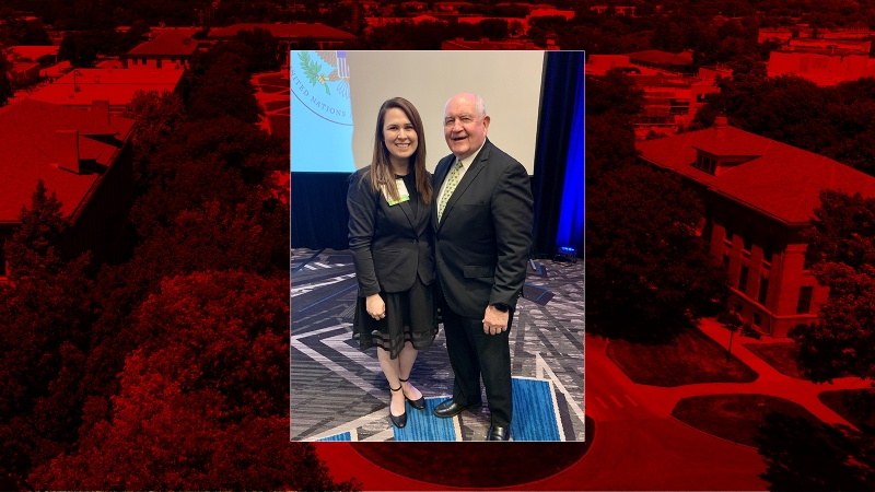 University of Nebraska-Lincoln graduate student Ashley Mulcahy Toney stands (left) with U.S. Secretary of Agriculture Sonny Perdue as one of 30 students from across the nation selected for the U.S. Department of Agriculture’s Future Leaders in Agriculture