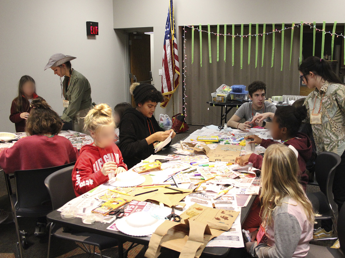 The craft committee led in making paper-bag safari vests, paper-plate-and-bowl safari hats, toilet-paper-tube binoculars and animal masks.