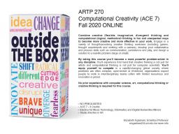 ARTP 270: Computational Creativity