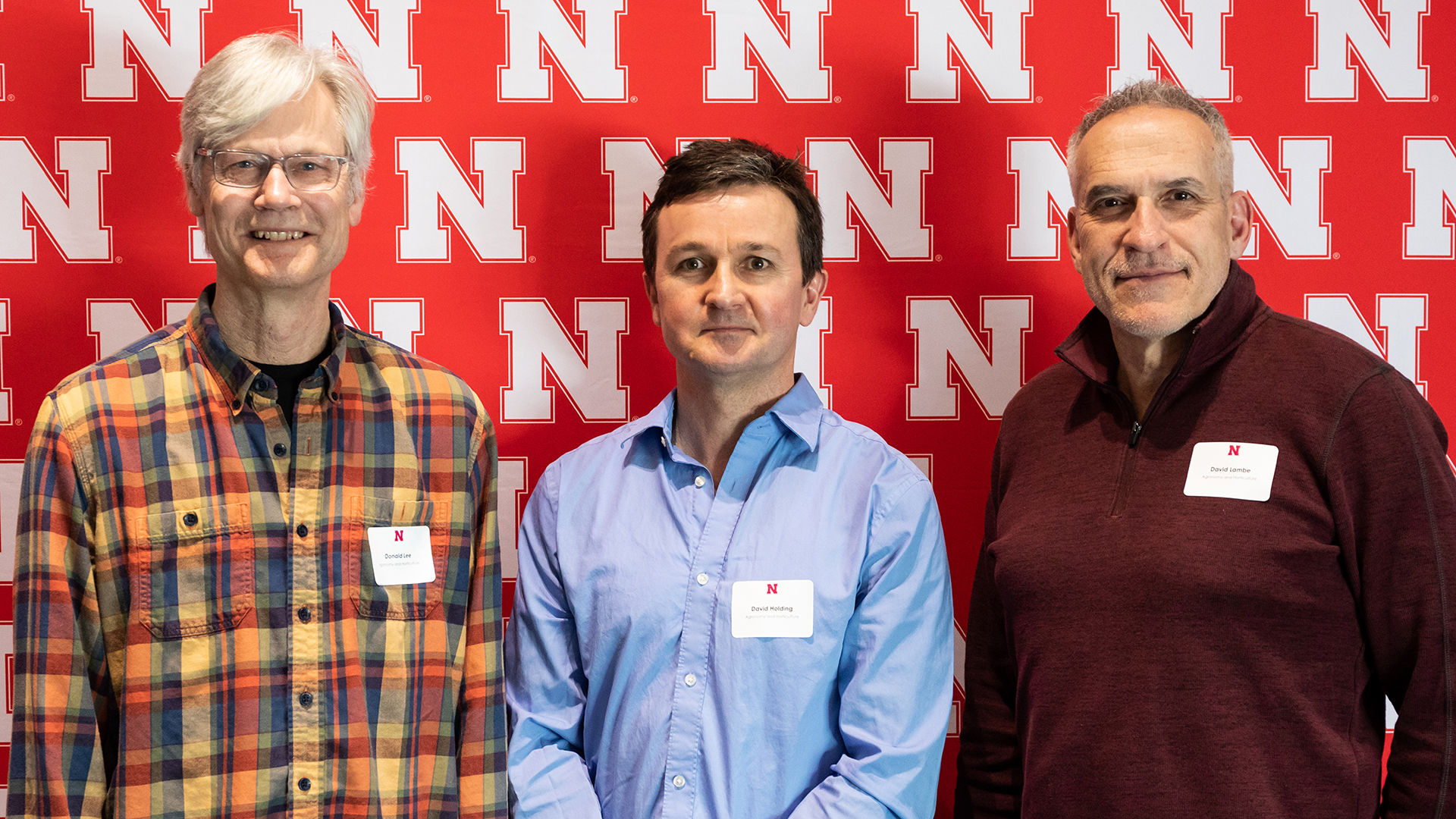 Donald Lee (from left), David Holding and David Lambe are honored at the 2020 Parents’ Recognition Awards ceremony March 6. Loren Rye | Pixel Lab