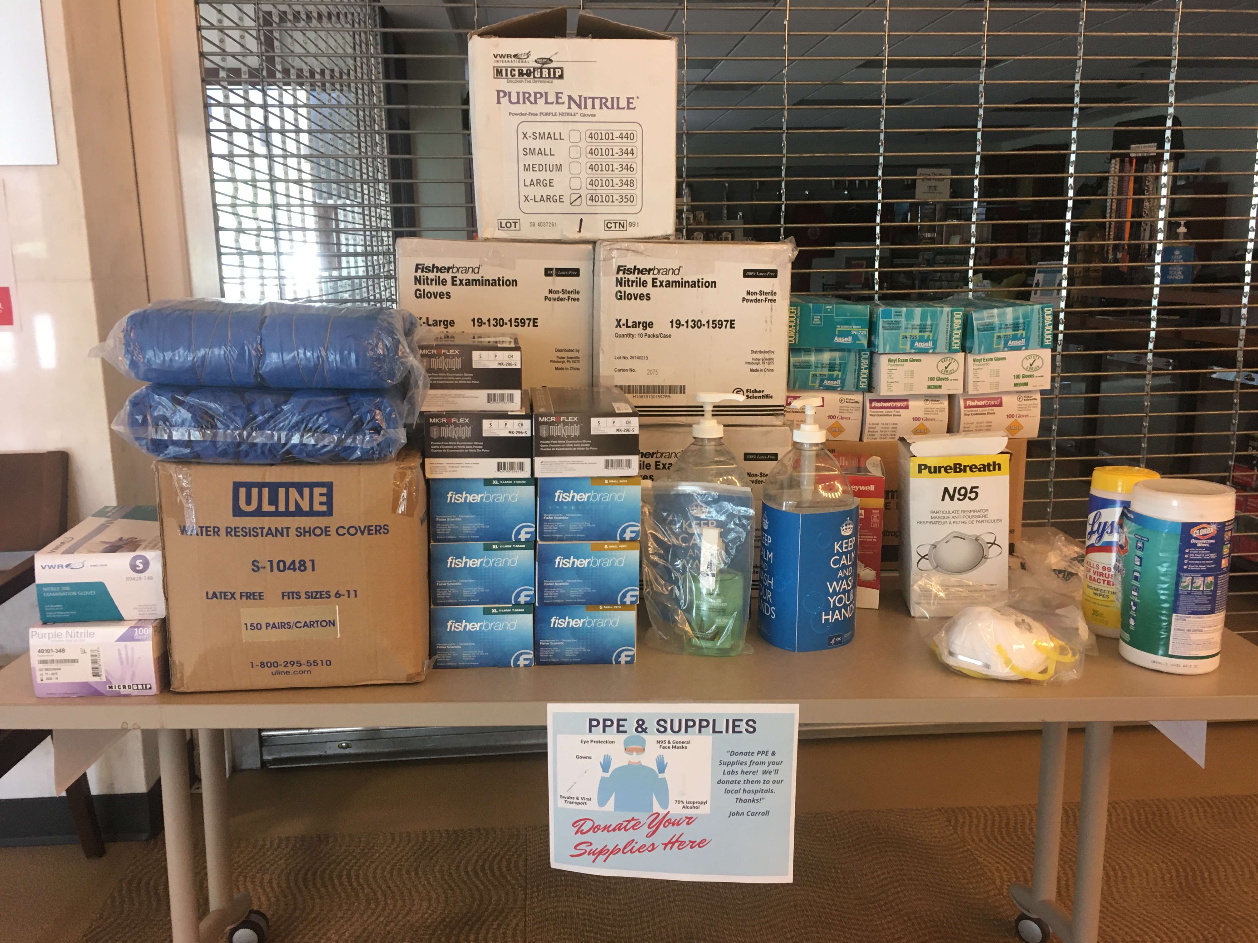 PPE supplies donated from SNR labs to Byran Health. Courtesy Jessica Corman