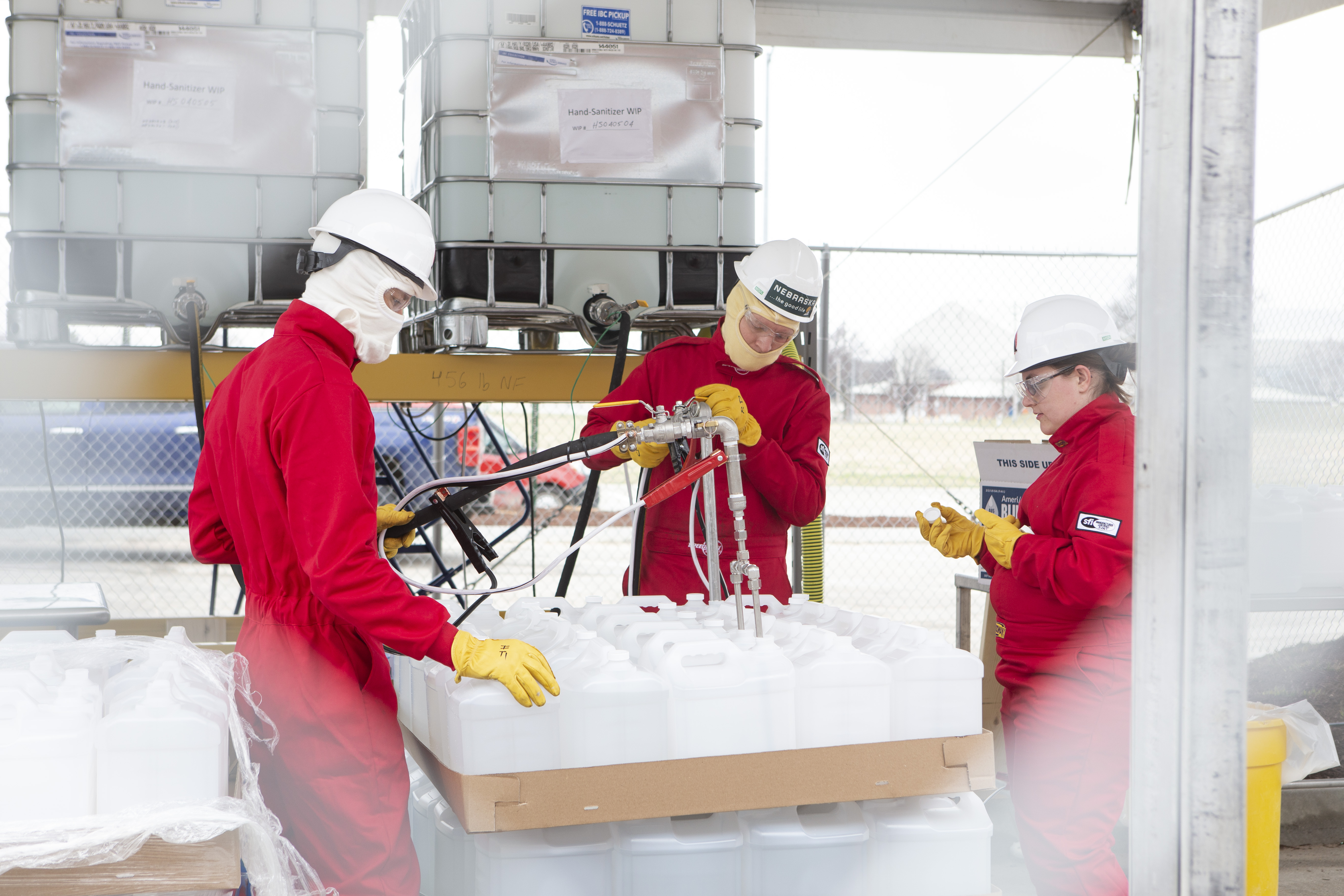 Hunter Flodman and a team of University employees have joined with Nebraska's ethanol industry to produce much-needed hand sanitizer to help in the battle against COVID-19.