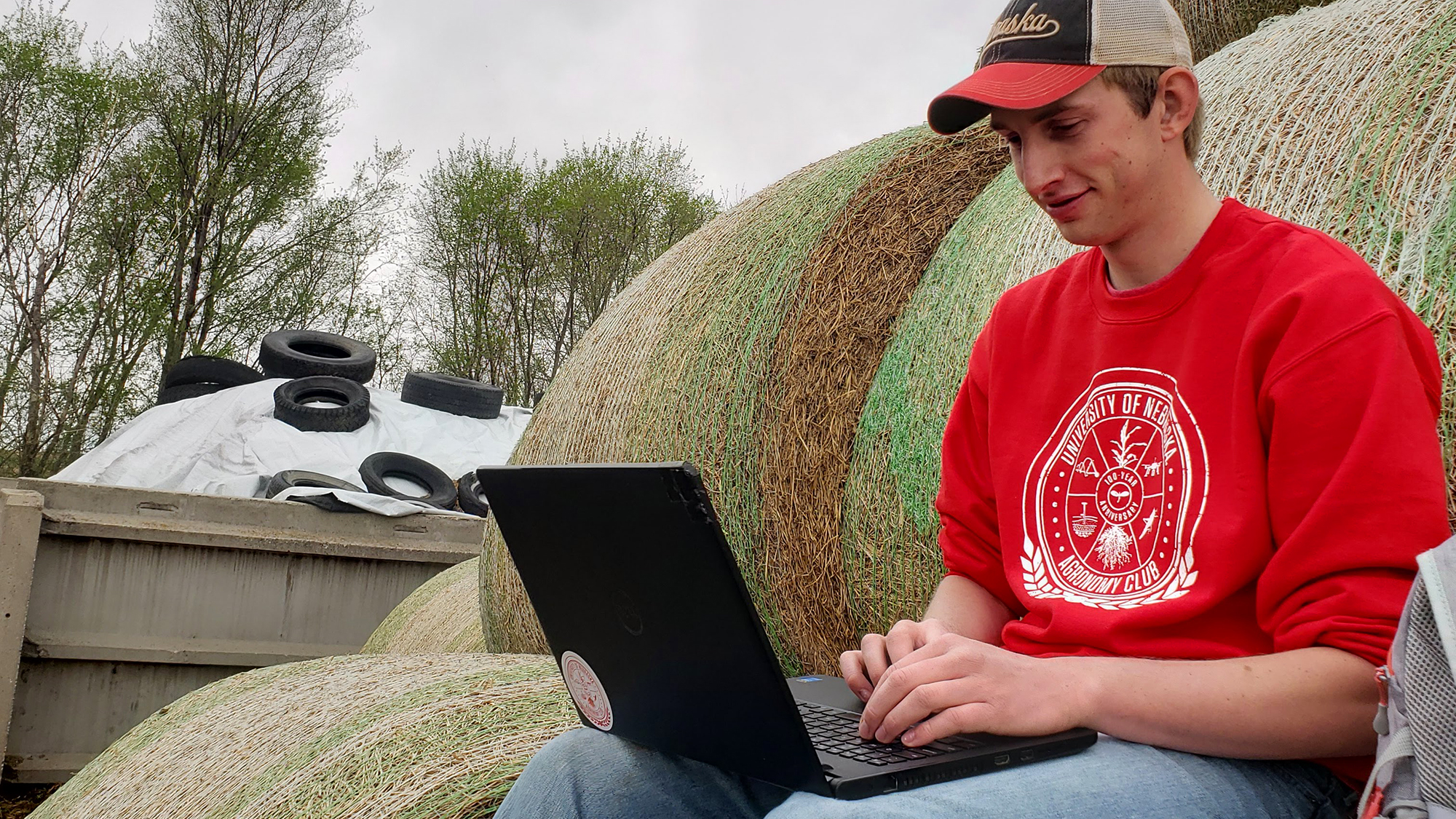 Husker senior Chad Lammers balances work on the family farm in Hartington, Nebraska, with completing a Bachelor of Science in plant biology and a minor in agronomy online from the University of Nebraska–Lincoln. | Courtesy photo