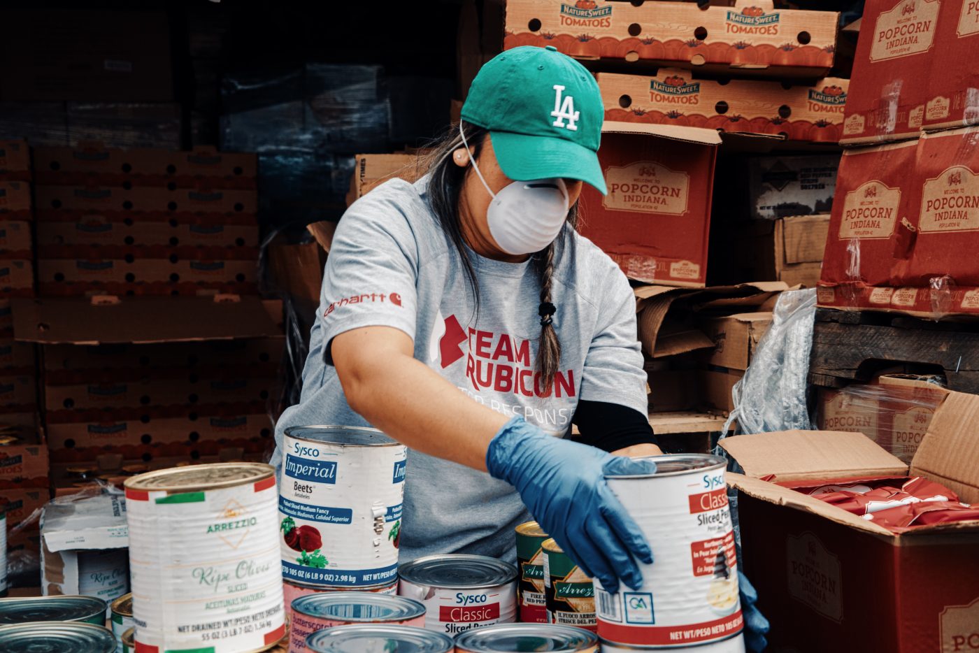 Person donating food from Team Rubicon