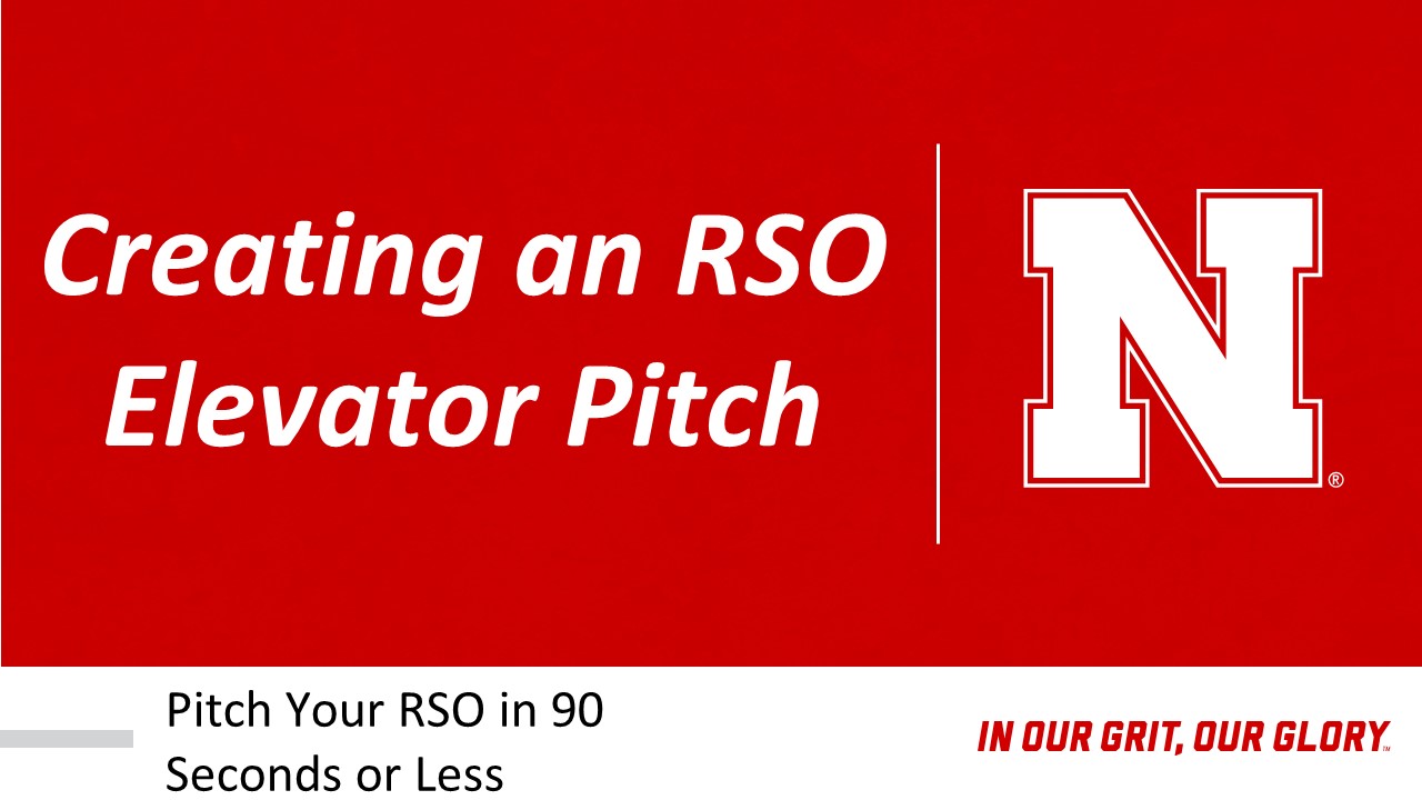Elevator Pitch RSO Workshop