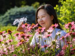 Mia Luong, a graduate student in entomology, creates intricate 3D insect art in her free time. She plans to use the art to raise funds for the Bruner Club | Craig Chandler, University Communication