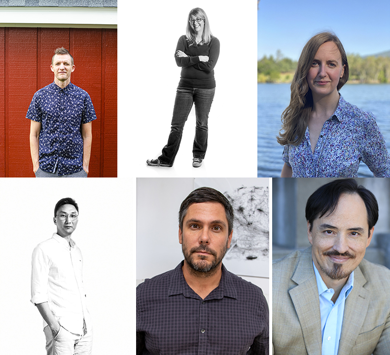 Our new faculty include (clockwise from upper left): Ben Evjen, Michelle Harvey, Anna Henson, Rafael Untalan, Robert Twomey and Jinku Kim.