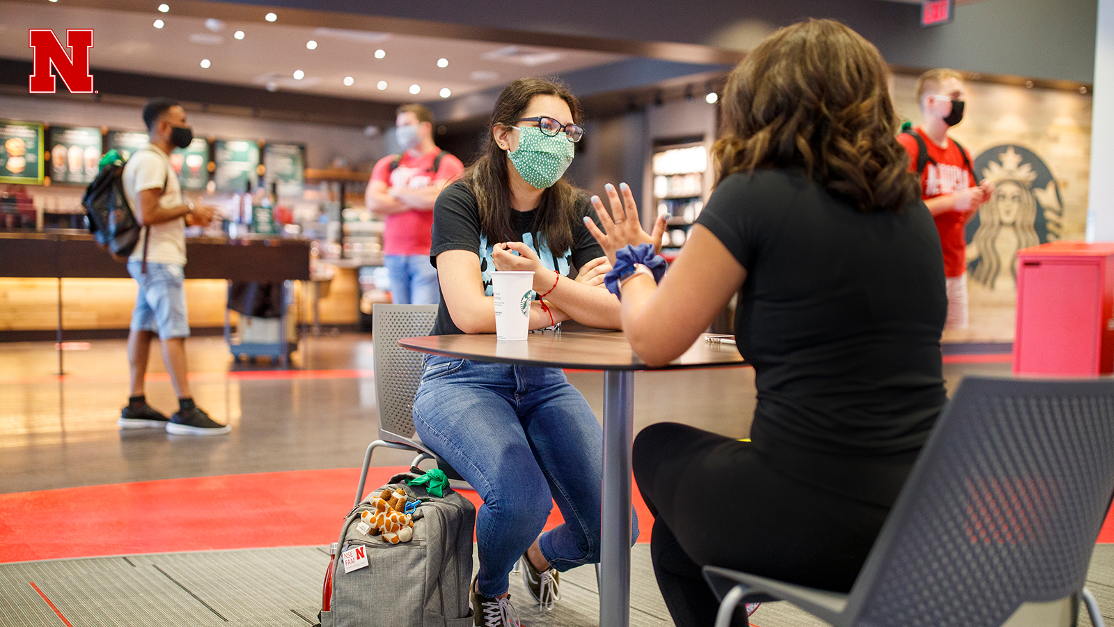 Students in the City Union wearing face coverings