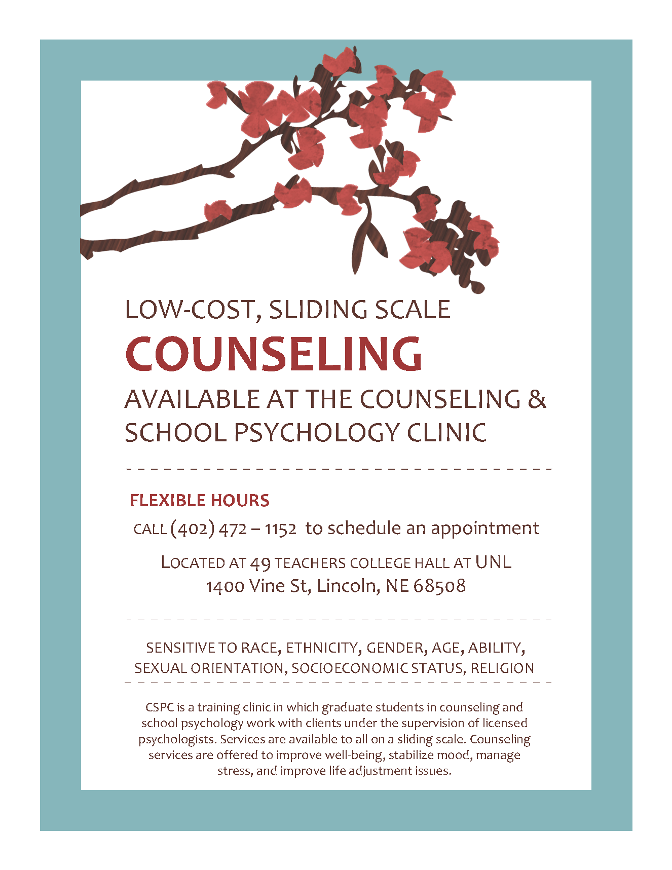 Counseling available at The Counseling & School Psychology Clinic
